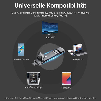 SSK External USB C SSD 1TB External Hard Drive, with speeds up to 1000 MB/s, Fast USB Stick, Dual USB C + USB A, USB Stick 3.2 Gen2 Memory Stick for iPhone, PS4, Android Phone, Tablet, Windows, Mac.
