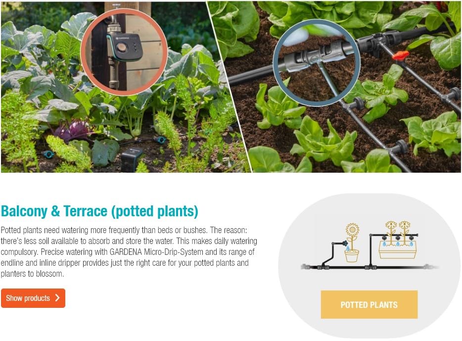 Gardena Start Set Plant Pots M automatic: The convenient Micro-Drip System starter set with irrigation computer for 7 pots and 3 troughs (13002-20)