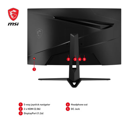 MSI G2422C 23.6-inch FHD Curved Gaming Monitor - 1500R 1920 x 1080 VA Panel, 180Hz / 1ms, Adaptive Sync - DP 1.2a, HDMI 2.0b CEC