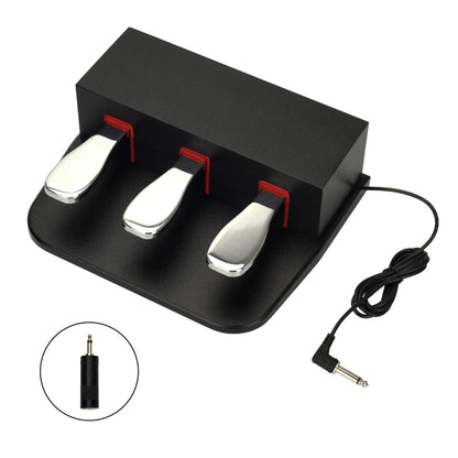 ATNEDCVH Piano 3 Sustain Pedal, Triple Damper Pedal, 6.35mm 1/4 inch plug, universal for electronic keyboards and digital pianos, electric piano, MIDI keyboards, synthesizers (black)