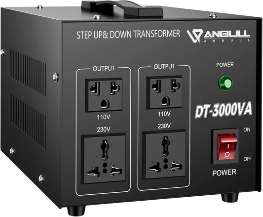 Anbull DT-3000W Voltage Converter Toroidal Transformer, Voltage Converter 110V to 230V, Step up down Converter, plug 230 to 110v, 50-60Hz