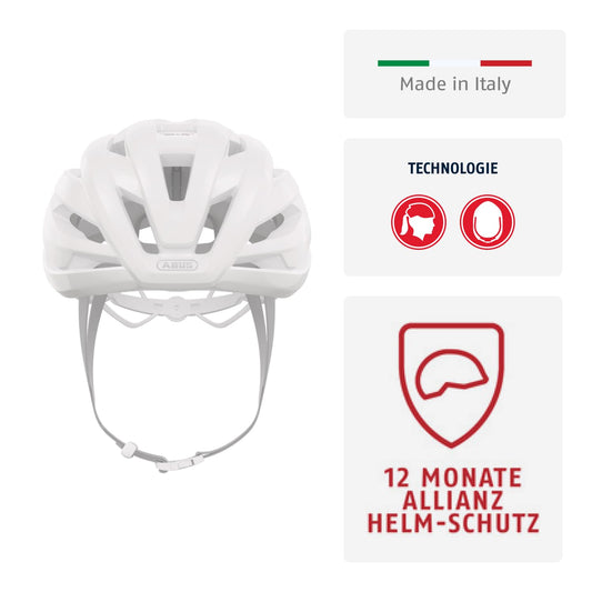 ABUS road bike helmet StormChaser ACE - Lightweight cycling helmet for road racing, gravel bike tours and cyclocross - for men and women - size M, Pure White