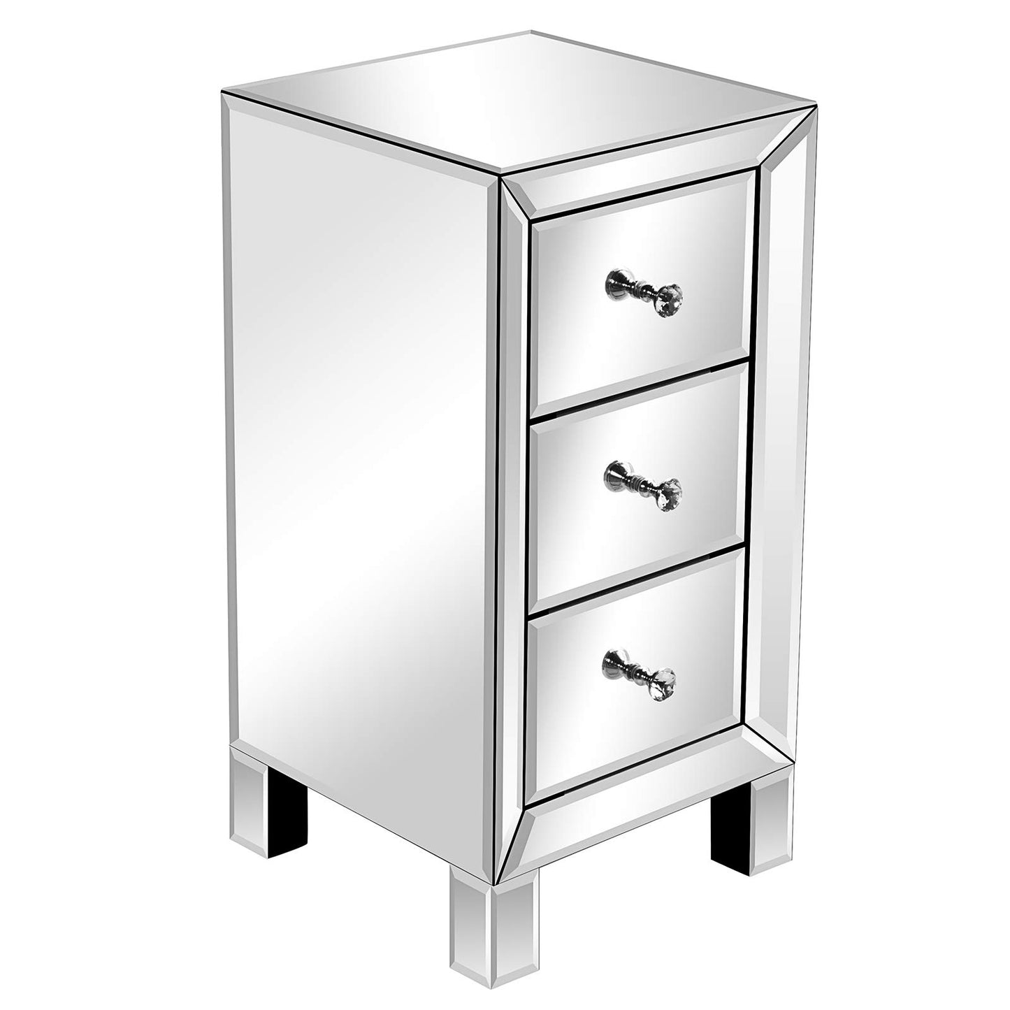 LEADZM nightstand glass with 3 drawers, 1 piece, side table bedside cabinet, storage cabinet, for living room, bedroom, office, bathroom, etc., 30 x 30 x 60 cm (1)