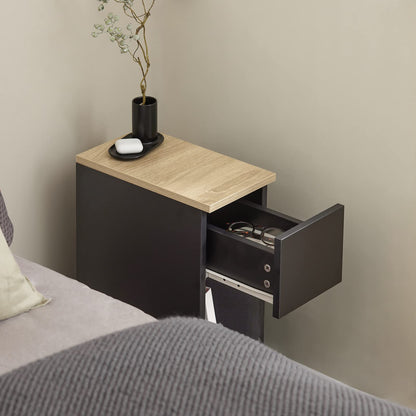 SoBuy narrow bedside table nightstand with drawer and shelf bedside table nightstand for bedroom living room black W8 x D14 x H24 inches FBT111-BLK