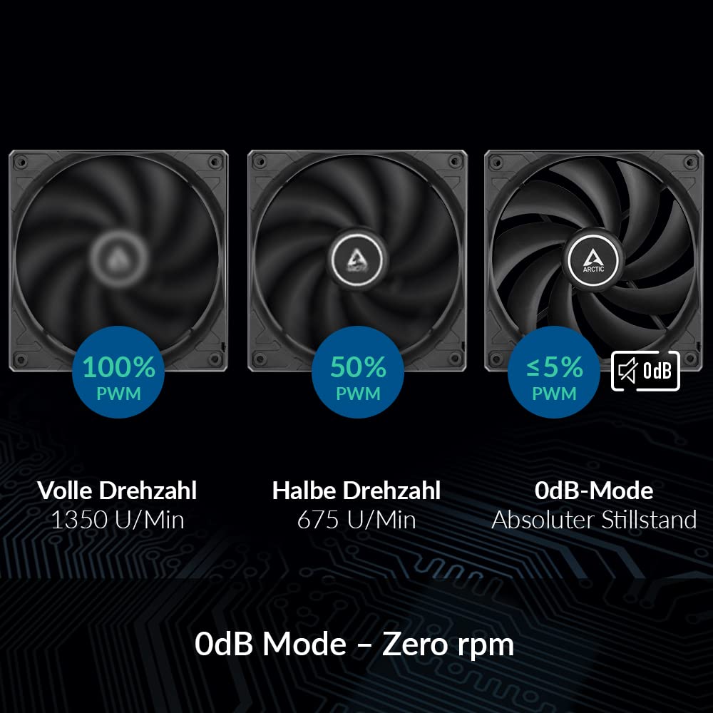ARCTIC F12 PWM PST (5 Pack) - 120mm PWM PST Case Fan with PWM Sharing Technology (PST), quiet motor, computer, fan speed: 230-1350 RPM - Black