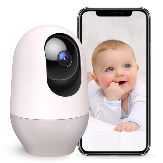 Nooie baby monitor, 360 baby camera WiFi, baby monitor with camera and mobile app, 1080P HD night vision, AI tracking, two-way audio, compatible with Alexa, and 2.4Ghz WiFi.