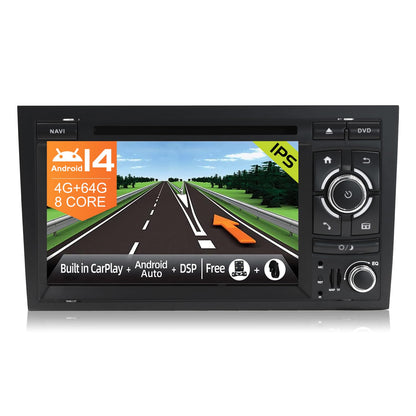JOYX Android 12 Car Stereo for Audi A4/S4/RS4/Seat Exeo - [4G+64G] - Built-in DSP+Carplay+Android Auto - Rearview Camera Canbus FREE - With DAB Steering Wheel Control 4G WiFi Bluetooth5.0-2 Din