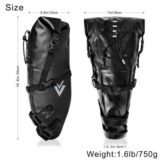 Jeebel Waterproof BackLoader Saddle Bag - 10L Bikepacking Bags for Road and Mountain Bikes.