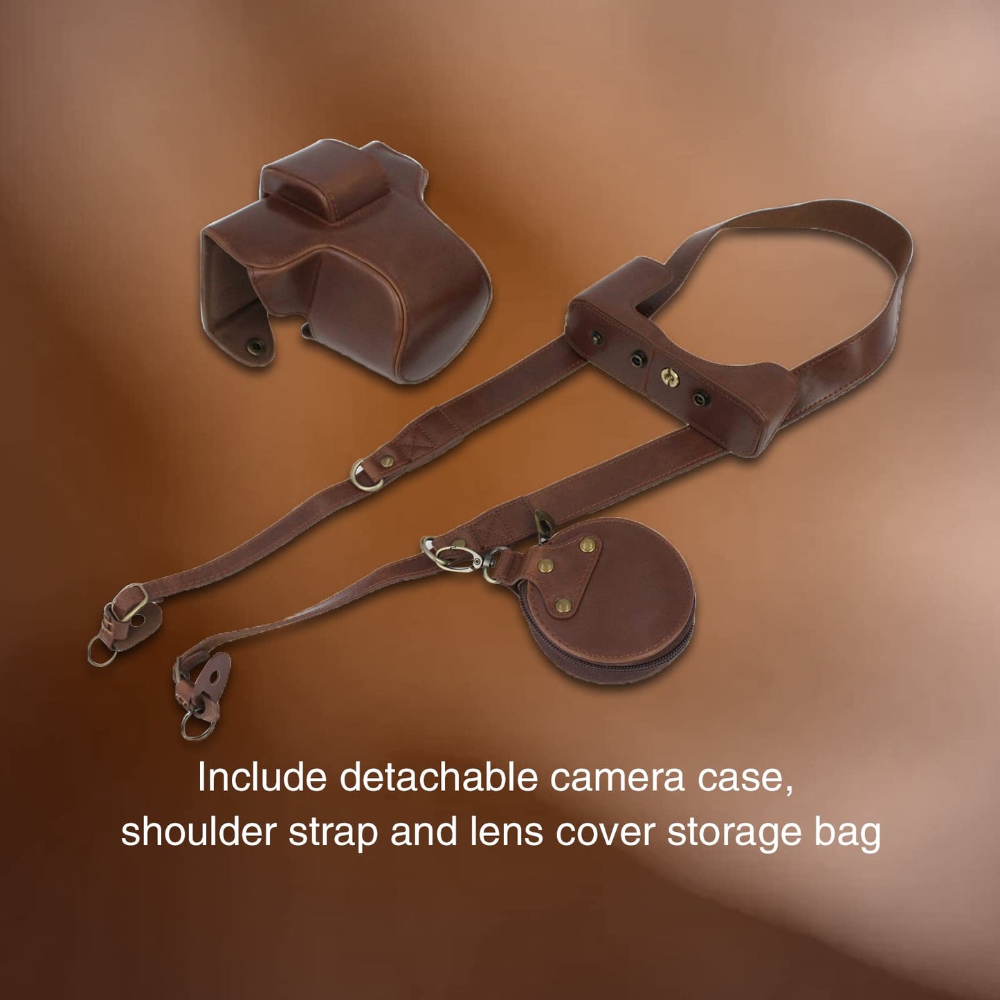 Rieibi Z fc Zfc camera bag made of PU leather with strap for Nikon Z fc Zfc 28 mm f/2.8 SE, 16-50 mm f/3.5-6.3 lens.