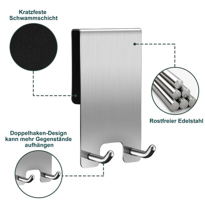 Kegii Bathrobe Towel Hooks 3 Pack - Hooks for Shower Wall, Stainless Steel Towel Holder for Hanging on the Glass Shower Door, Silver