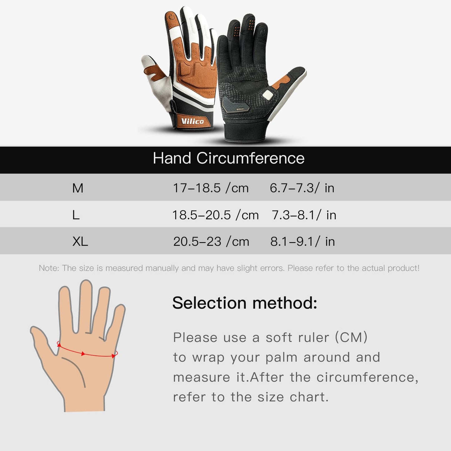 Vilico Motorcycle Gloves Summer, Motorcycle Gloves Men Women Touchscreen, Tactical Gloves for Airsoft Motocross Bike-Orange, Size M