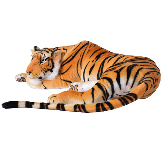 TE-Trend XXL Plush Tiger 80cm - Giant cuddly toy in realistic design - soft plush predator - cuddly tiger - stuffed tiger for kids and adults, perfect for snuggling & as a gift