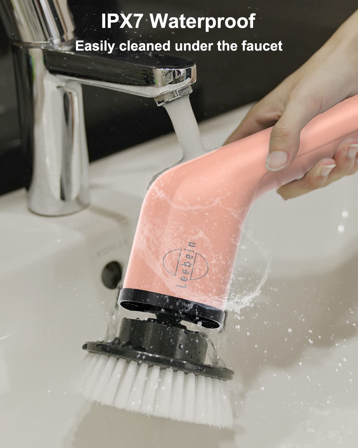 Electric cleaning brush, Electric Spin Scrubber cordless with 8 interchangeable drilling brush heads, tub and floor tile mop set with 137cm adjustable handle for bathroom kitchen car floor (White)