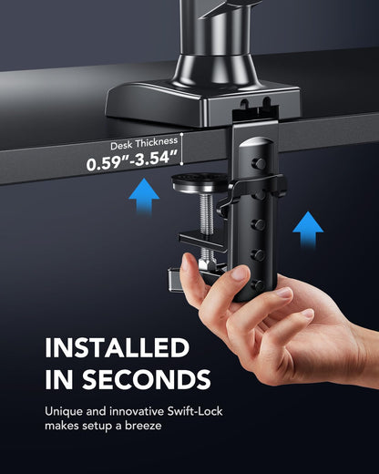 HUANUO Monitor Mount for 13 to 32 Inch Screens, Single Monitor Arm Stand Holds 2~9 kg, Height Adjustable with Tilts, Swivels, Rotates, VESA 75 & 100 mm.
