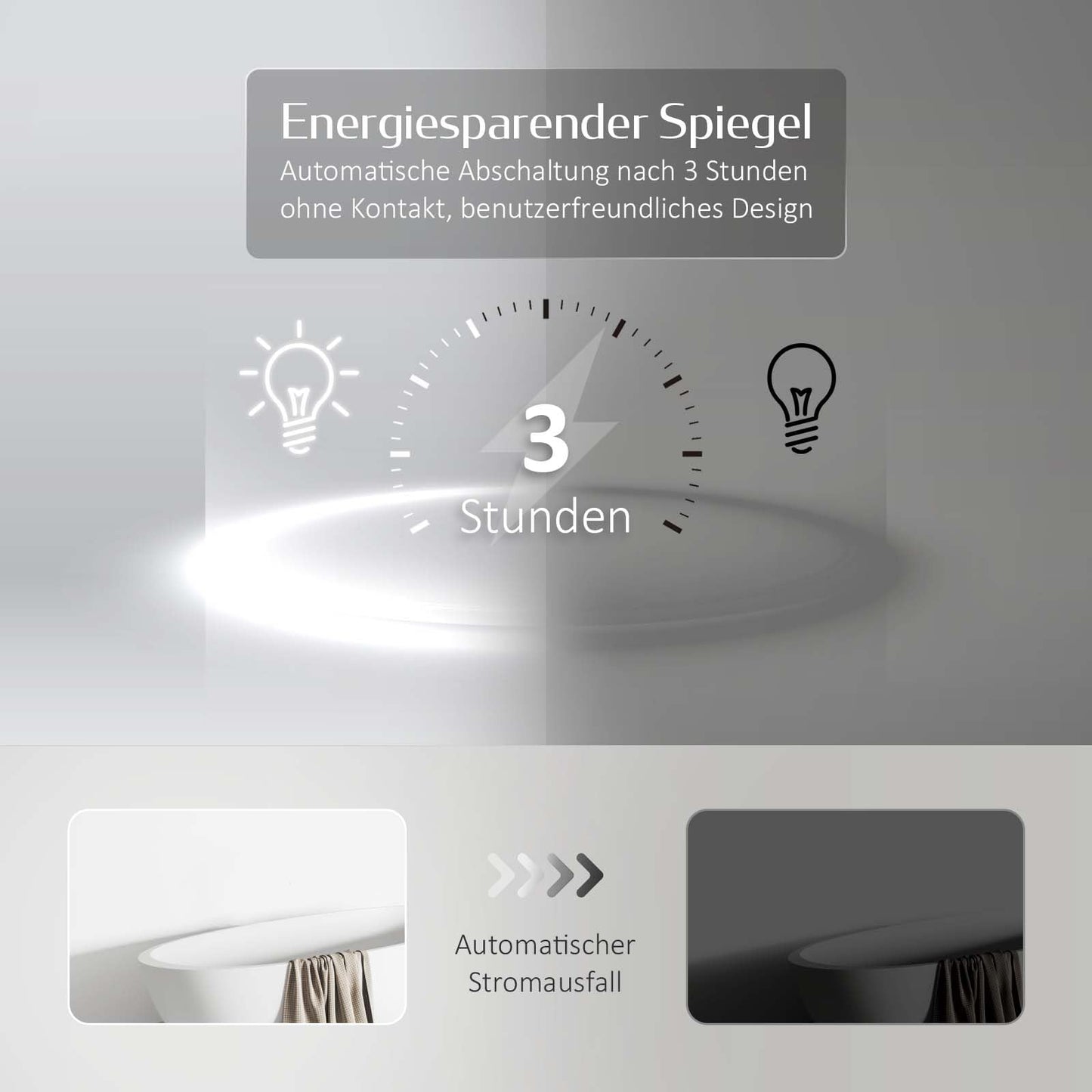 EMKE bathroom mirror with lighting 60cm round mirror with dimmable cool white light, memory function, touch, 3 hours automatic shutdown, round mirror energy-saving