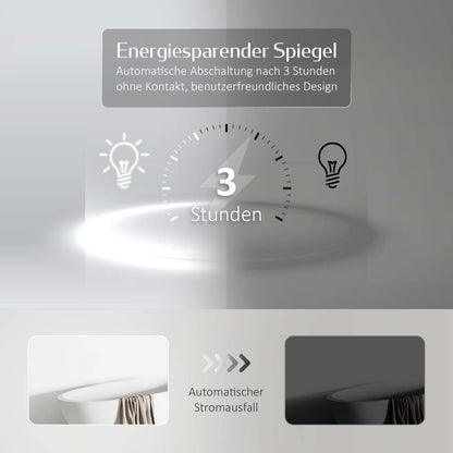 EMKE bathroom mirror with lighting 60cm round mirror with dimmable cool white light, memory function, touch, 3 hours automatic shutdown, round mirror energy-saving