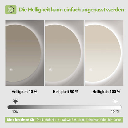 S'AFIELINA Bathroom Mirror with Lighting Round 60cm Diameter LED Bathroom Mirror with Touch Switch Dimmable Round Bathroom Mirror Cool White 6500K IP44 Energy Saving