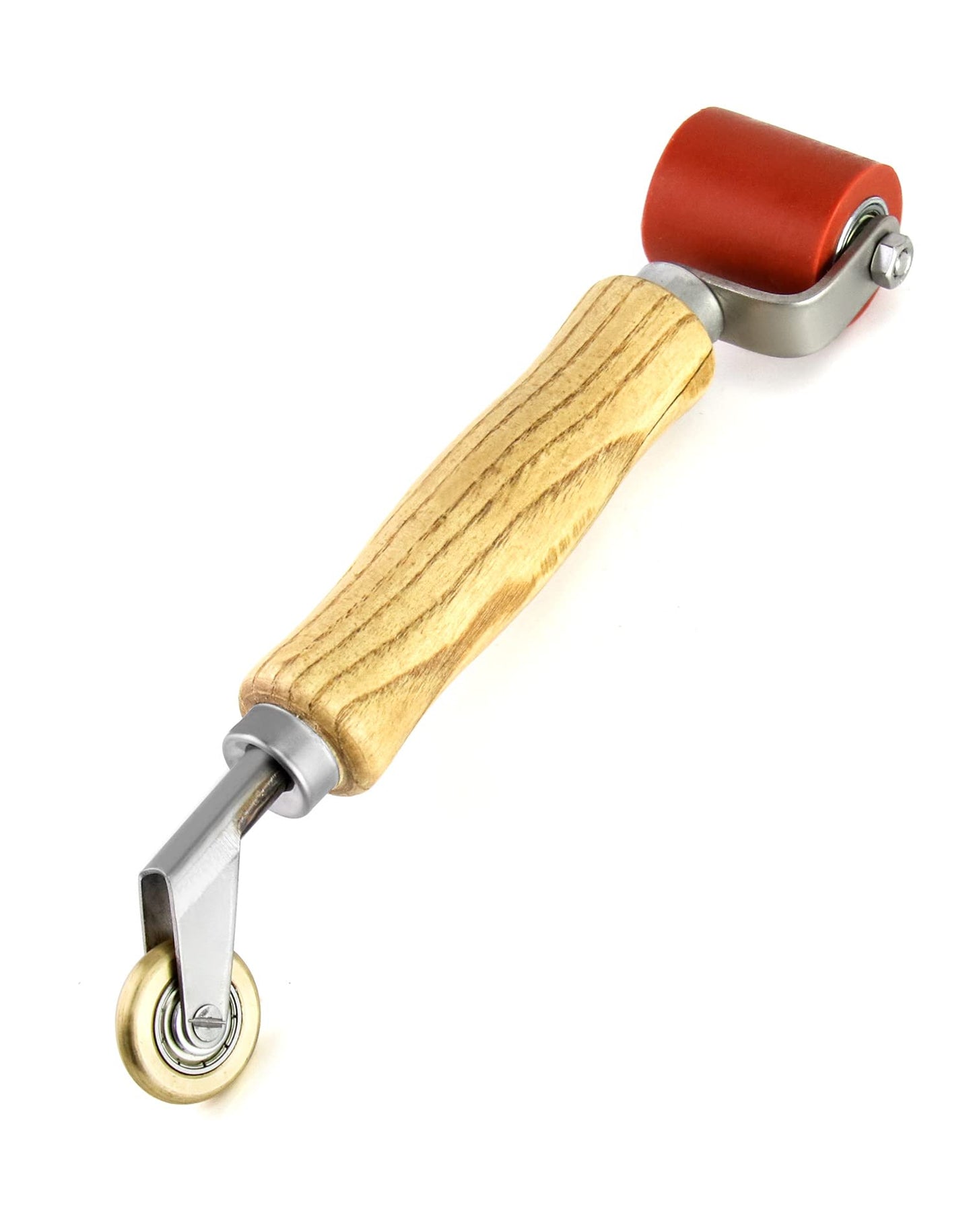 QWORK® 2 IN 1 Seam Roller High Temperature Resistant, 40mm Hard Rubber Seam Roller and 6mm Brass Bottom Corner Seam Roller, PVC Welding Tool.