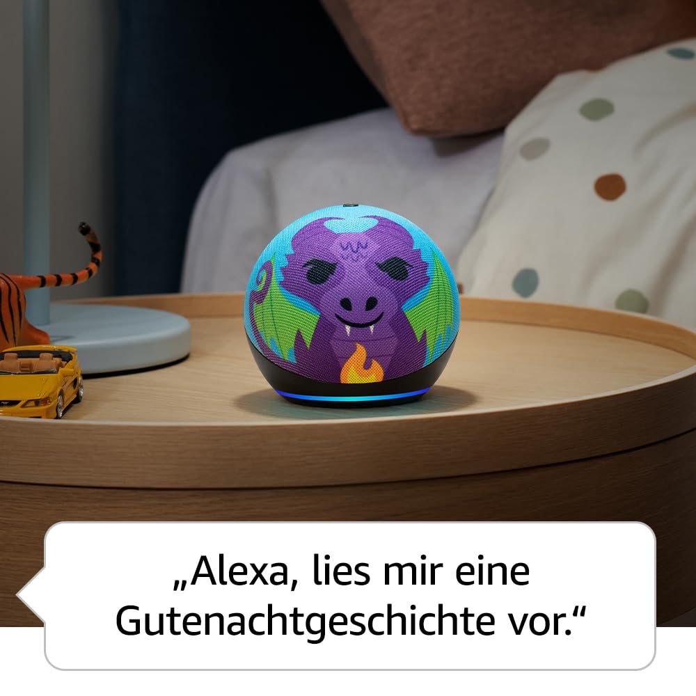 Echo Dot Kids (Latest Generation) | Smarter Wi-Fi and Bluetooth speaker with Alexa | 1 year of Amazon Kids+ content included | Dragon design
