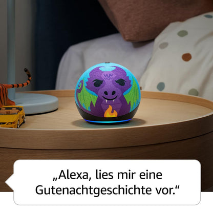 Echo Dot Kids (Latest Generation) | Smarter Wi-Fi and Bluetooth speaker with Alexa | 1 year of Amazon Kids+ content included | Dragon design