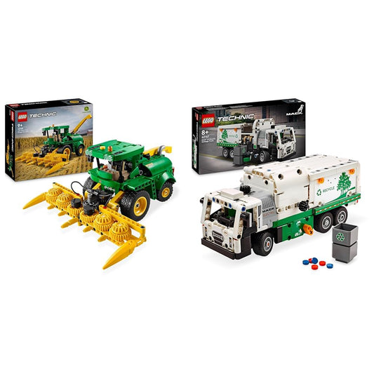 LEGO Technic John Deere 9700 Forage Harvester, combine harvester toy for building & Technic Mack LR Electric Garbage Truck, recycling role-play garbage truck model.