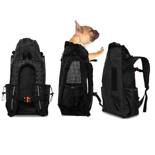 WLDOCA dog backpacks for medium dogs up to 15kg - Breathable foldable pet carrier bags - Suitable for motorcycle riding, hiking, shopping, traveling - Safety and comfort, Black, L