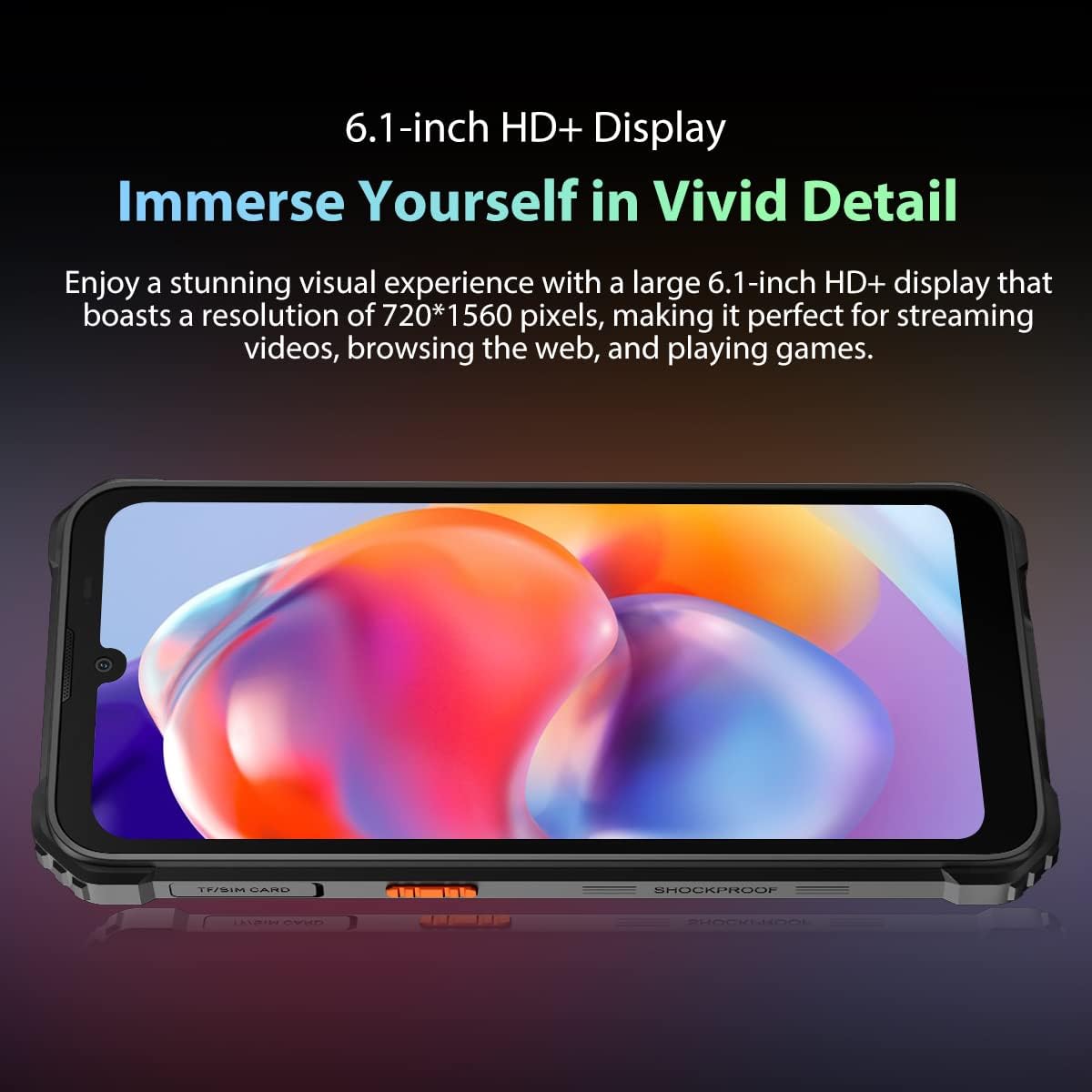Blackview outdoor phone without contract BV5300 PRO, ArcSoft® 13MP+8MP, 7GB+64GB (1TB expandable), 3 card slots, Android 12 DUAL SIM IP68 waterproof smartphone, 6.1'' HD+, 6580mAh battery, Green