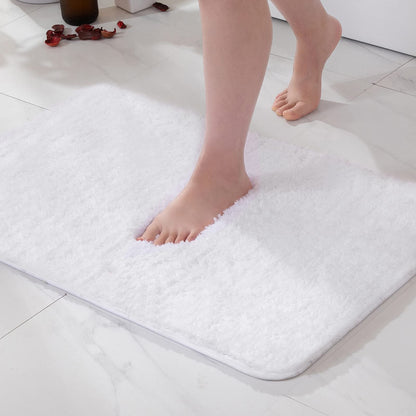 MIULEE Bath Mat Soft Non-Slip Bathroom Rug Foot Mat Bedroom Rug Fluffy Carpet Bathroom Rug Shower Mat for Bathroom & Living Room Bedroom 50x80 cm White