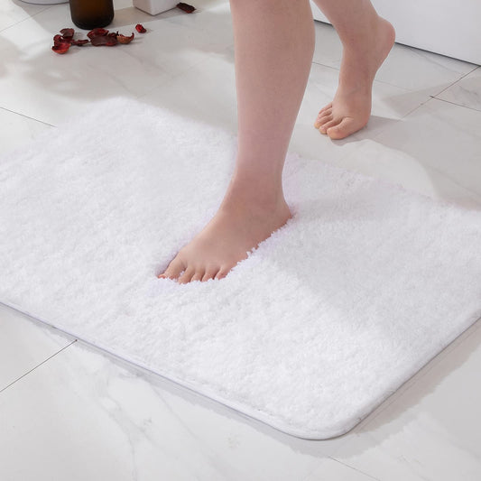 MIULEE Bath Mat Soft Non-Slip Bathroom Rug Foot Mat Bedroom Rug Fluffy Carpet Bathroom Rug Shower Mat for Bathroom & Living Room Bedroom 50x80 cm White