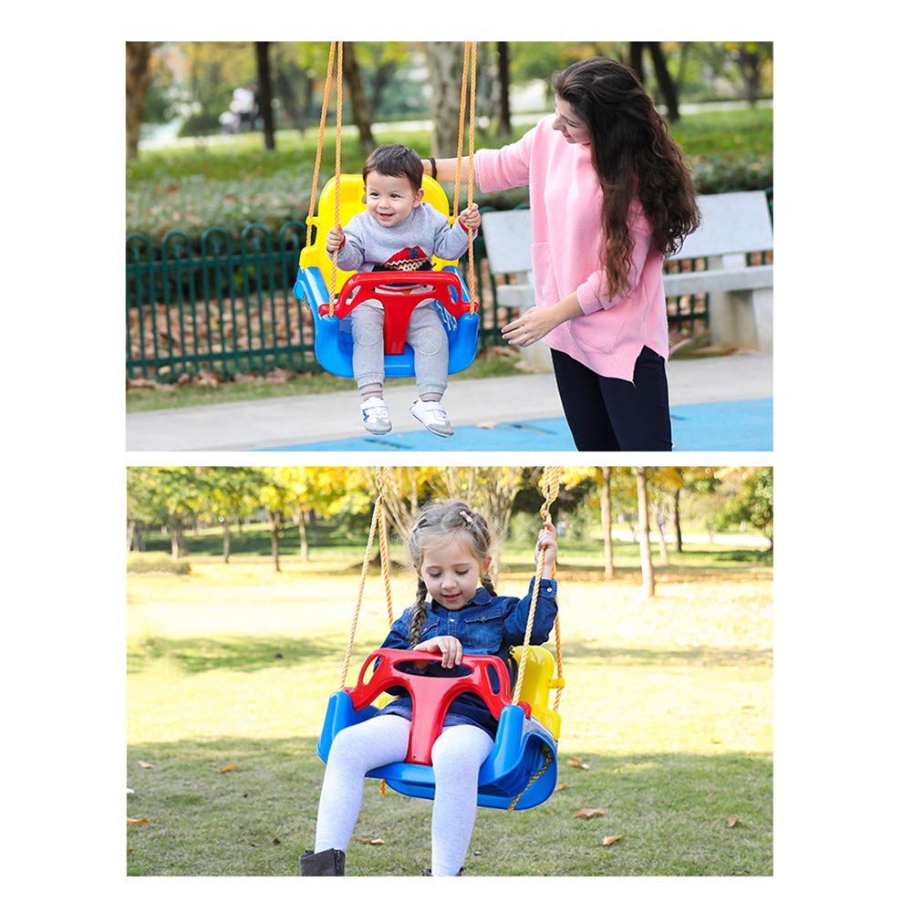 Baby swing, 3-in-1, adjustable baby swing, for babies, toddlers, swing with 38 cm backrest and safety harness, for indoor and outdoor use.