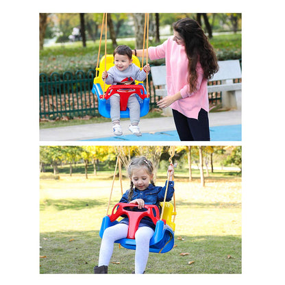 Baby swing, 3-in-1, adjustable baby swing, for babies, toddlers, swing with 38 cm backrest and safety harness, for indoor and outdoor use.