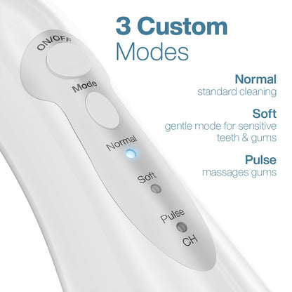 Aquasonic Aqua Flosser - Professional Rechargeable Water Flosser with 4 Tips - Oral Irrigator with 3 Modes - Portable & Cordless Flosser (White)
