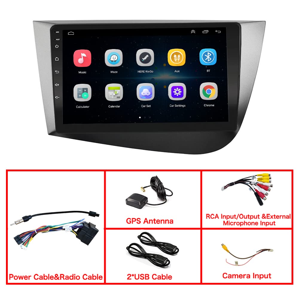 LEXXSON Carplay Radio Android Auto for Seat Leon 2005-2012 | 9-inch capacitive touchscreen WiFi GPS Navigation Bluetooth SWC USB Player 2G DDR3 + 32G NAND Flash Storage.