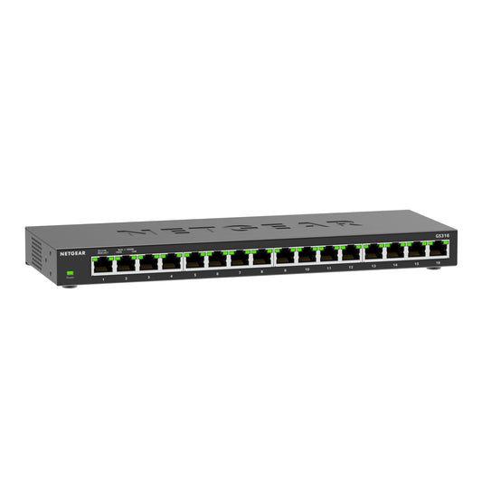 NETGEAR 16-Port Gigabit Ethernet Unmanaged Switch (GS316): Desktop or wall mountable, quiet operation.