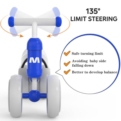 MHCYLION Kids Balance Bike from 1 year old with 4 wheels for 10-24 months baby, First Ride-On Bike for Boys Girls as gifts- Dark Blue