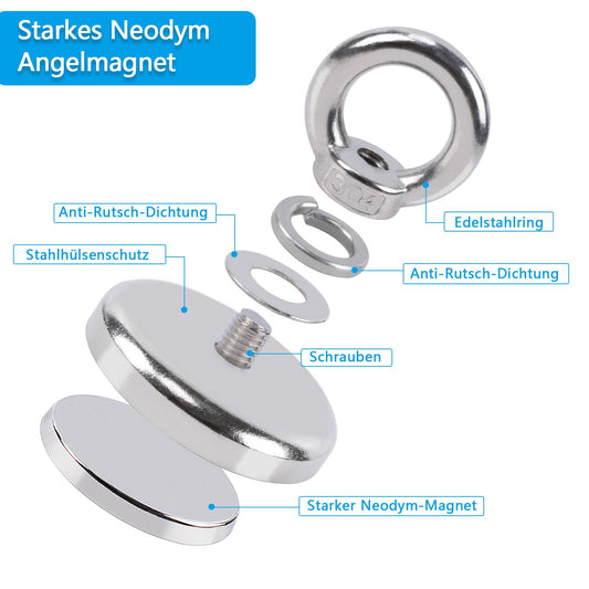 10pcs Strong Magnets, 45kg Neodymium Magnets Super Strong Fishing Magnets, 32mm Powerful Fishing Magnet with Hole for Home, Workshop, Pond Recovery, fishing in Lakes, Lawns, Ocean.