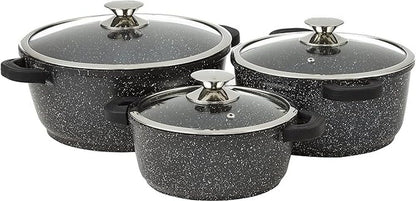 Kamberg 0008163 24-piece pot set, aluminum casting, stone coating, suitable for all stoves including induction stoves, detachable handle, PFOA free, 52 x 43 x 3 cm