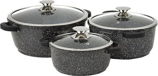 Kamberg 0008163 24-piece pot set, aluminum casting, stone coating, suitable for all stoves including induction stoves, detachable handle, PFOA free, 52 x 43 x 3 cm