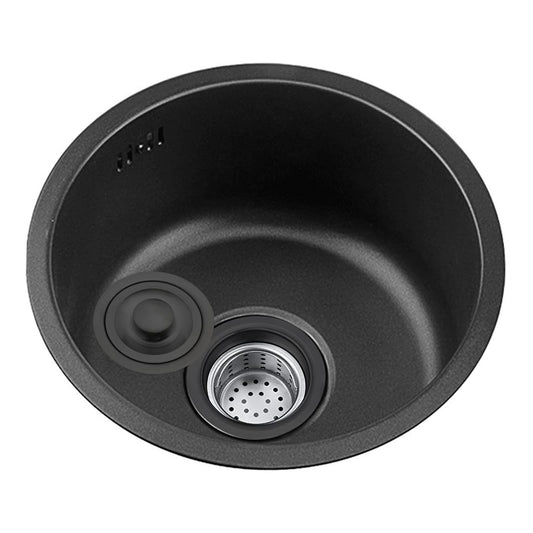 Black Round Washbasin Kitchen Renovation Basin Round Single Washbasin Small Washbasin Round Basin for Bathroom Vegetable and Dishwashing Sink Washing 1 Basin