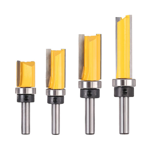 AUTOUTLET 4pcs Flush Trim Router Bit Set with 8mm Shank, Copy Router Bit Top Cutter Slot Cutter Rod Cutter, made of steel, wood cutter professional router woodworking cutting tool