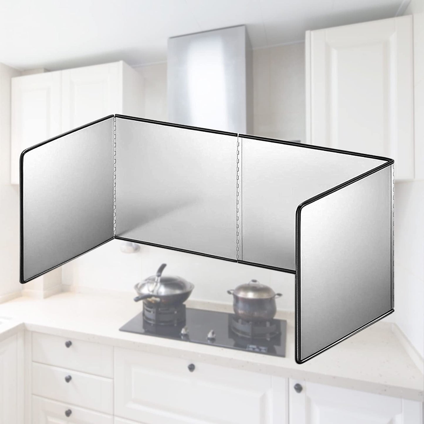 WMLBK Stainless Steel Splash Guard, Foldable Kitchen Splash Plate Oil Fume Baffle Stove Splash Guard (30x80x40cm)