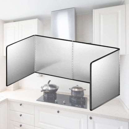 WMLBK Stainless Steel Splash Guard, Foldable Kitchen Splash Plate Oil Fume Baffle Stove Splash Guard (30x80x40cm)