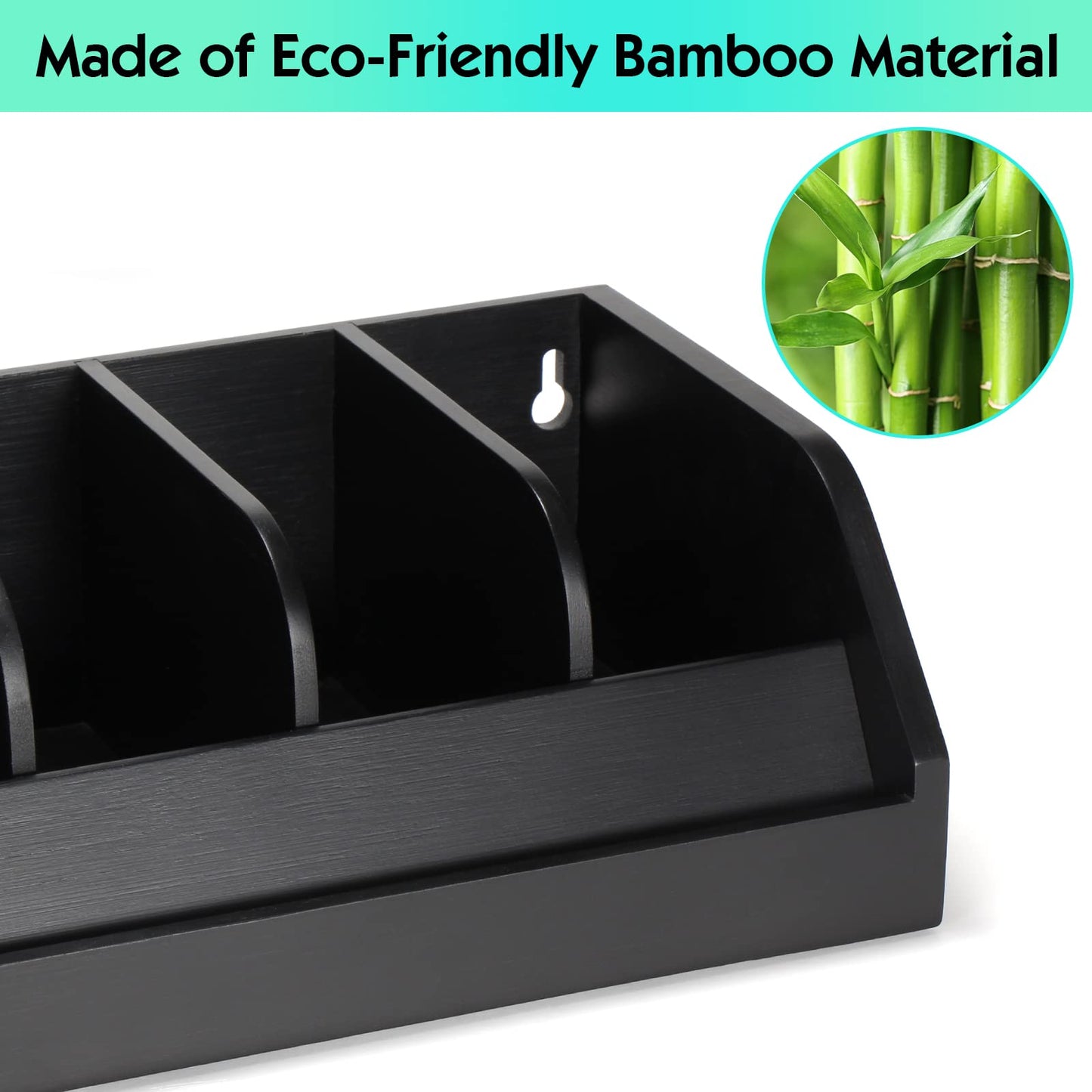 B4Life Belt Storage, 7 Compartment Belt Holder for Men, Bamboo Belt Display Rack for Closet and Drawer, Belt Showcase, Belt Organizer for Wall Belt Hanger (Black)