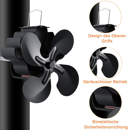 4 Blade Rotor Blades Fireplace Fan, Non-electric Fan Fireplace Wood Stoves Stoves, Stove Fan Fireplace Fireplace Stoves Stove Without Power Heat