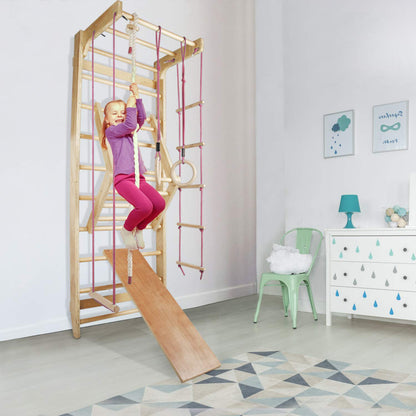 CCLIFE Sprout Wall Gym Climbing Frame Wooden Exercise Equipment Climbing Wall with Bar Fitness Kids Adult ZERO