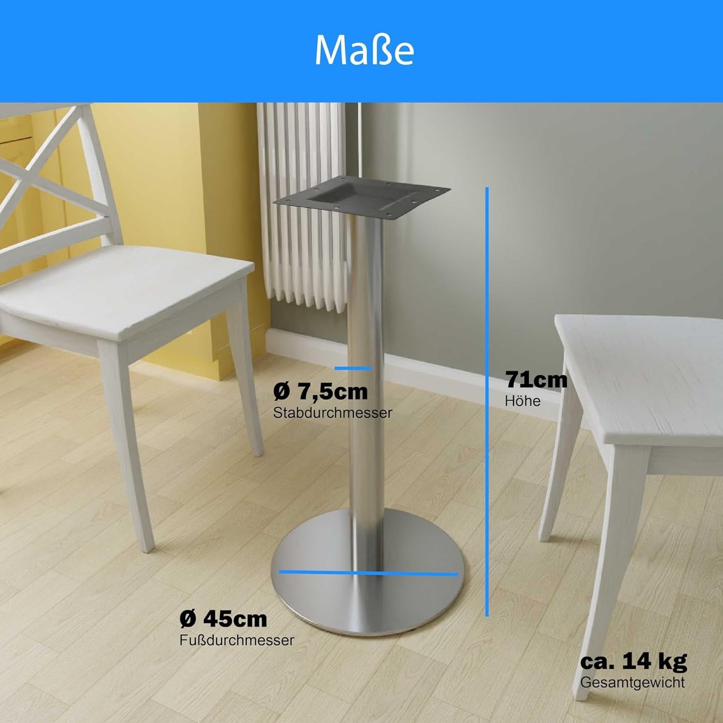 ONPIRA base round stainless steel table frame bistro table base floor plate Ø45cm