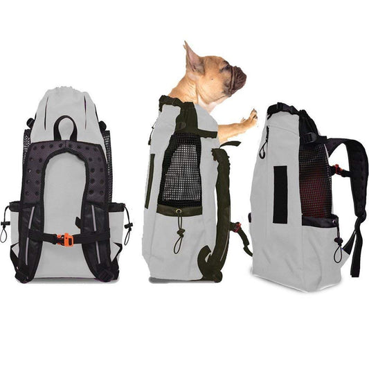 Dog backpack for medium small dogs, dog carrier bags for motorcycling, hiking, shopping, traveling, suitable for pets 10kg-15kg, gray, L