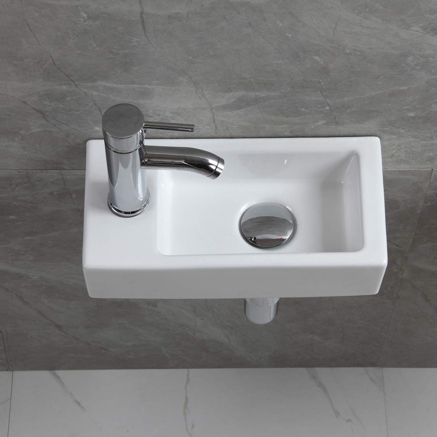 Ceramic Wall-Mounted Small White High-Quality Sink Rectangle Left Hand Sink for Cloakroom Bathroom Toilet