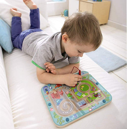 HABA 301056 - Magnetic Game City Labyrinth, educational wooden toy for children from 2 years, trains logic and fine motor skills & 306083 - Magnetic Game Orchard, motor skills game