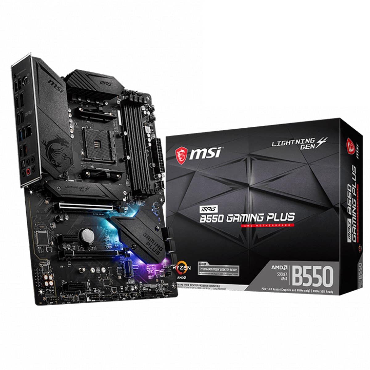 MSI MPG B550 Gaming Plus (ATX AMD AM4 DDR4 M.2 USB 3.2 Gen 2 HDMI ATX Gaming Motherboard AMD Ryzen 5000 Processors